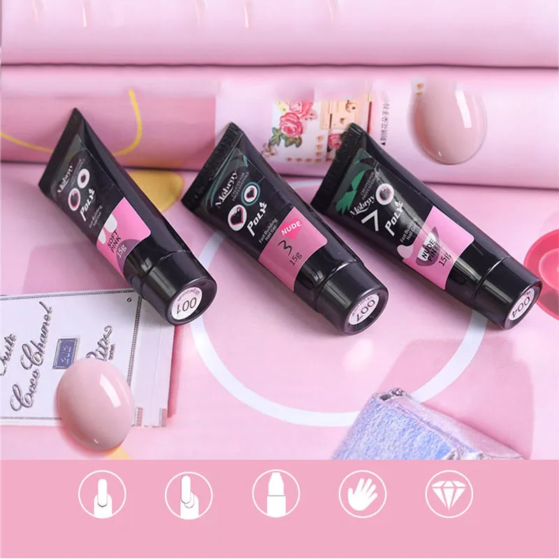 15g Poly Gel Finger Extension Jelly Acrylic gel Nail Gel Camouflage UV LED Hard Gel Acrylic Builder
