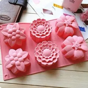 

6 Cavities Big Flower Silicone Cake Baking Mold Cake Pan Muffin Cups Handmade Soap Moulds Biscuit Chocolate DIY Mold