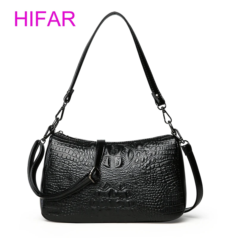 

2018 women messenger bags split leather crossbody bag ladies designer handbags female crocodile print chain shoulder bag purse