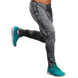 Горячая Тонкий Фитнес брюки Для мужчин эластичные дышащие серый тренировочные штаны повседневные Мягкие Длинные Мотобрюки штаны оптовая