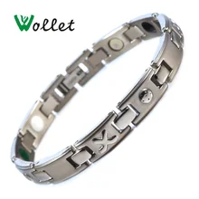 Fashion Jewelry 19cm Health Energy Infrared Ions Tourmaline Geramnium Magnetic Pure Titanium Bracelet Bangle for Women escalus 2018 magnetic health bracelet for women 100% pure titanium 4in1 magnets negative ions germanium far infra red bracelet