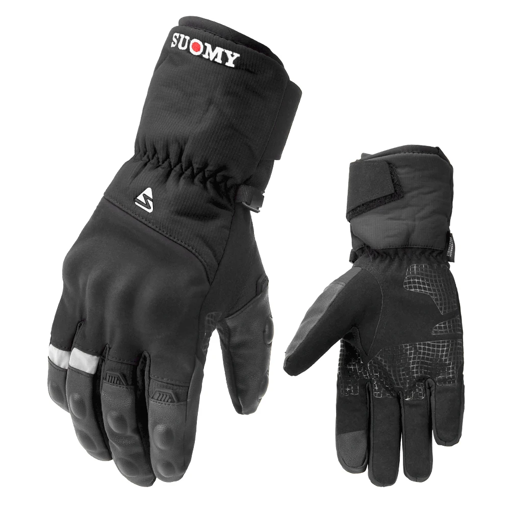 SUOMY, зимние мотоциклетные перчатки, водонепроницаемые перчатки для мотокросса, ветрозащитные мотоциклетные перчатки с сенсорным экраном, мотоциклетные перчатки для верховой езды - Цвет: SU07-Black