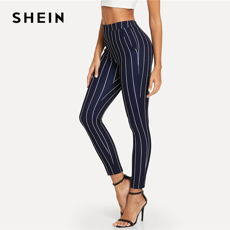 Aliexpress.com : Buy SHEIN Blue Vertical Striped Skinny