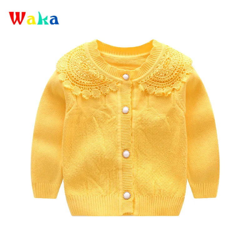 Casual Baby Girls Sweater Lace Flower Princess Cardigan Long Sleeve O