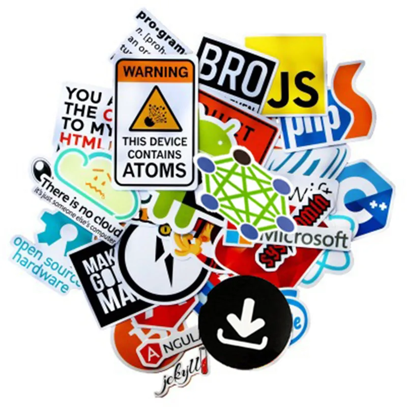 

32 PCS Programming Language Stickers Internet Html Software Waterproof Sticker for Geek Hacker Developer to DIY Laptop Phone Car