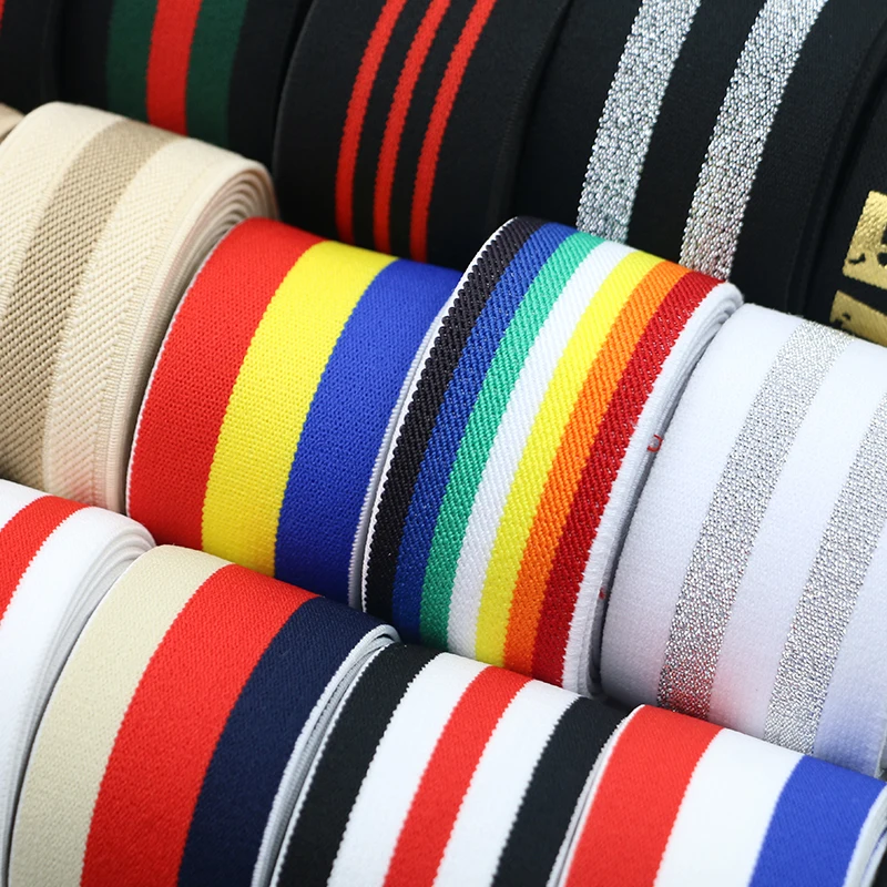 

1m/lot Thickened tight bandwidth elastic belt Rubber Band Flat Garment accessories color Striped Letter Elastic belt
