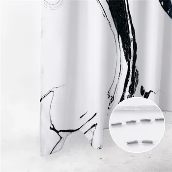 

Beautifully Designed Black And White Ink Personalized Digital Printing Bathroom Bath Curtains Easy Clean Shower Curtain