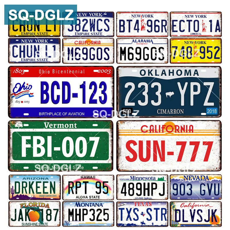 

[SQ-DGLZ] Number License Plate FBI Plaque Metal Vintage Warning Car Number Metal Sign Bar Decor Metalen Borden