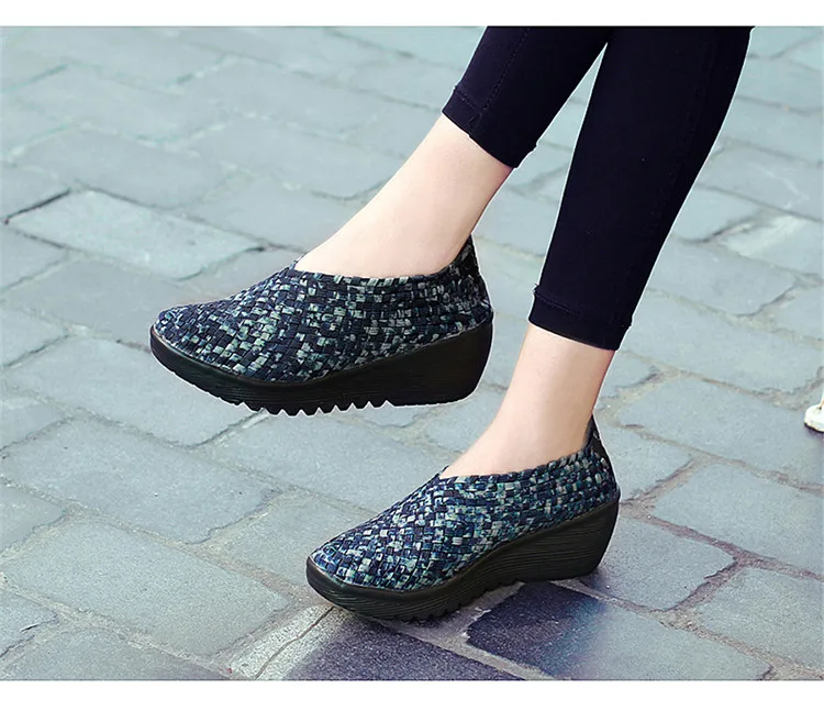 QJ 886 Elastic Fiber Woven Women Platform Shoes - 11