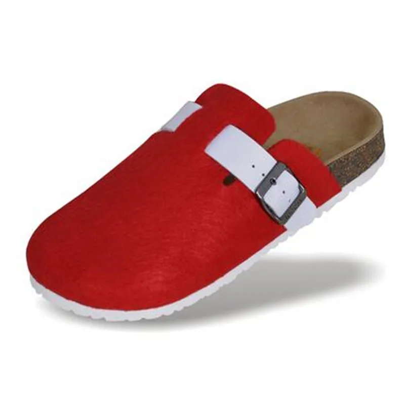 MVP BOY Plus size 36-44 New Men Shoes Cork Shoes Casual Sandals Flats Slides male Closed Toe Sandals Buckle Slippers Black Red
