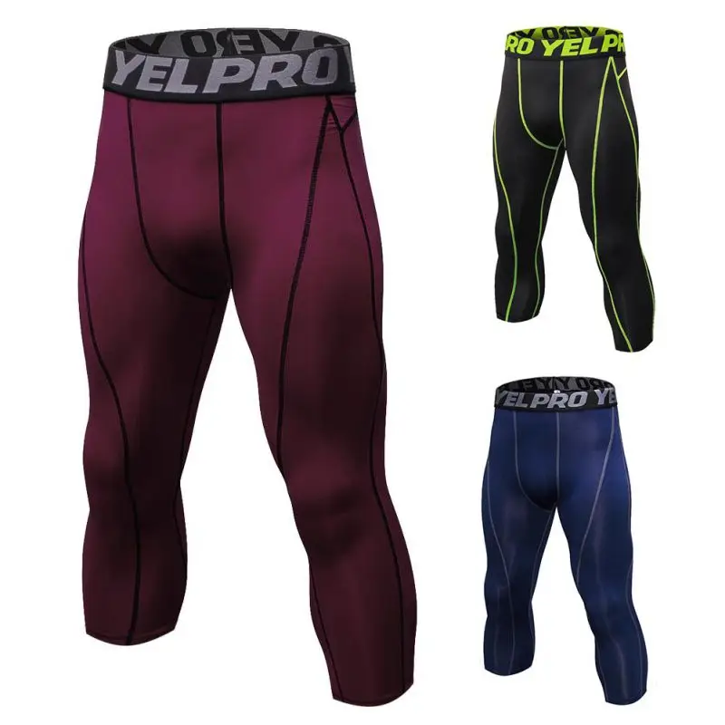 

Flashing Body Building Pants Running Pants New Men\\'s Tights Solid Color