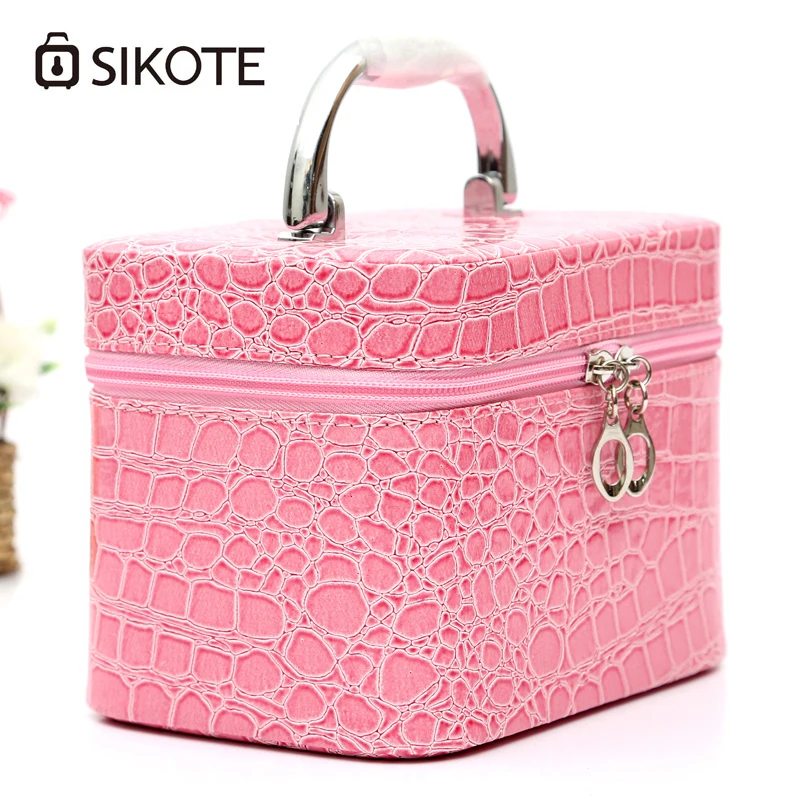 SIKOTE جذع الوردي المرأة التجميل حقيبة السفر المدمجة حزمة للماء المكياج حقيبة مستحضرات التجميل حالة Trousse ماكويلاج فام