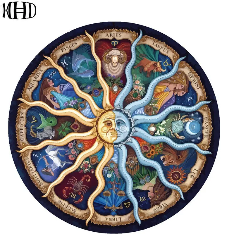 

MHD New 3Ddiy Diamond Cross Zodiac Sign, 12 Animal Figures, Round and Full Diamond, Diamond Inlay, Decoration Kit Gift