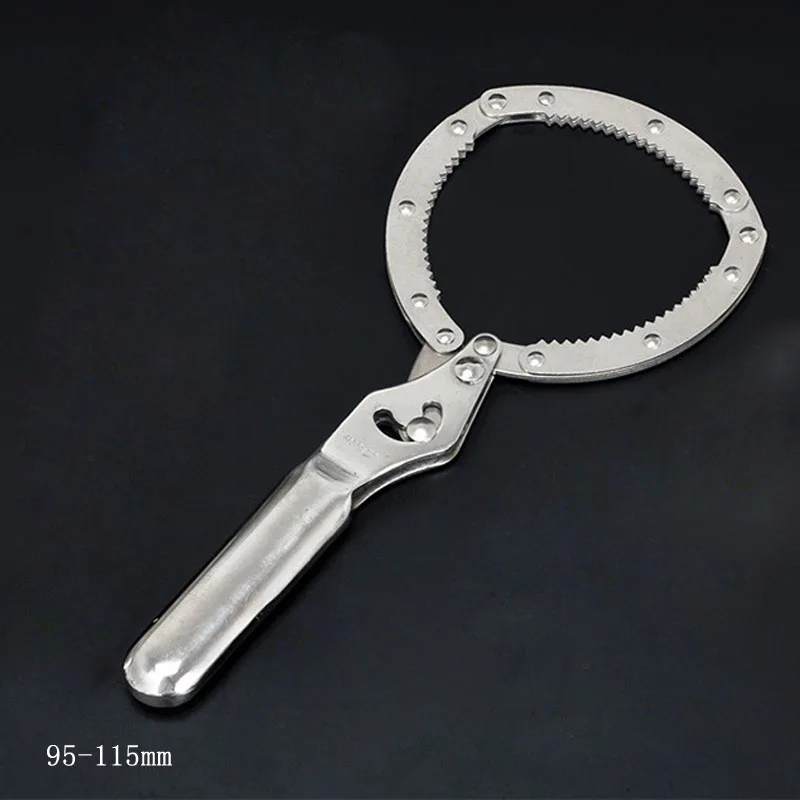 High Quality 95 115mm Adjustable Oil Filter Wrench High Carbon Steel Handcuffs Type Wrench Auto
