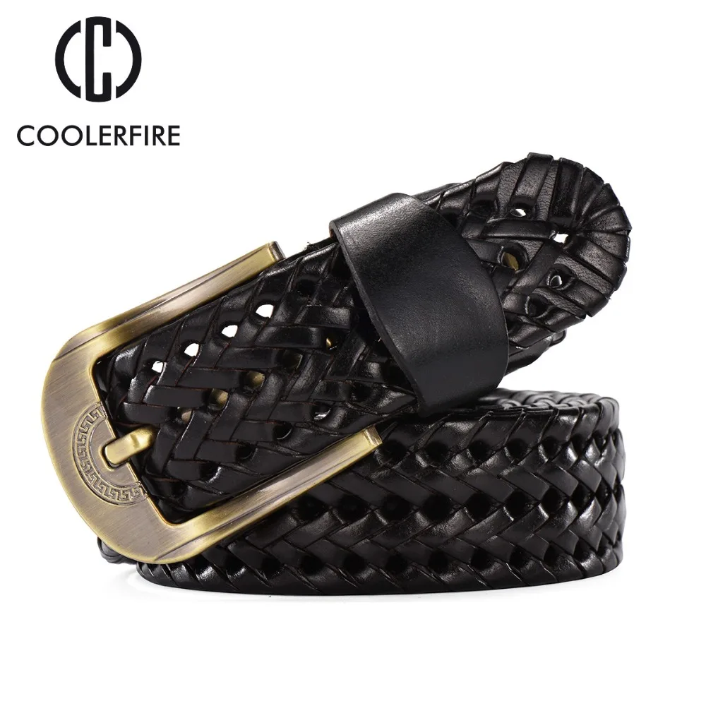 Hot New Belt women Fashion Mens Belts Braided Genuine Leather Straps Men Jeans Wide Girdle Male ...