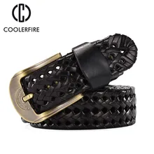 Hot New Belt women Fashion Mens Belts Braided Genuine Leather Straps Men Jeans Wide Girdle Male High Quality Casual Belt BZ004