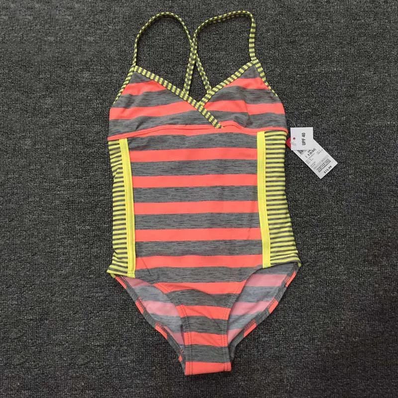 

wholesale 4pscs/lot One Pieces Baby Girls Bathing Suits stripe Little Girl cute Swimsuit Children Kids Cartoon Swimwear Costumes