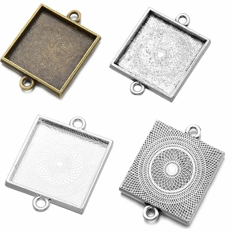 Fit 25x25 мм квадратные кабошоны бронза античное серебро камея/рамка для кабошона ободок, кулон разъем лоток пустой 5 шт./лот(K05190