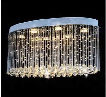 

Free Shipping Art decration L80cm 90-265V Modern Oval Shape Style Design LED Crystal Ceiling Lamp Luster GU10 LED Crystal Lights