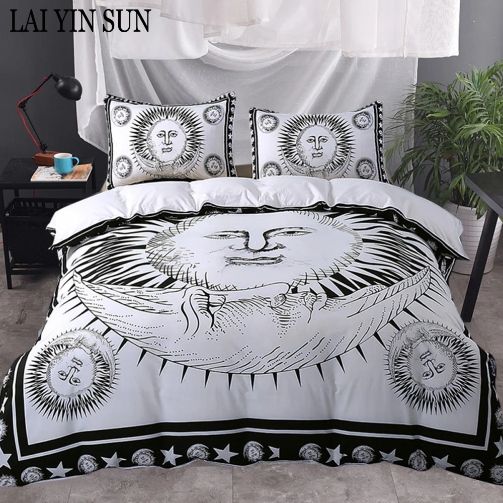 Lai Yin Sun Sun God Bedding Set Moon Black and White Bed Cover Drop Ship Twin Full Queen King Duvet Cover Set best Gift bedline Lai Yin Sun Sun God Bedding Set Moon Black and White Bed Cover Drop Ship Twin Full Queen King Duvet Cover Set best Gift bedline