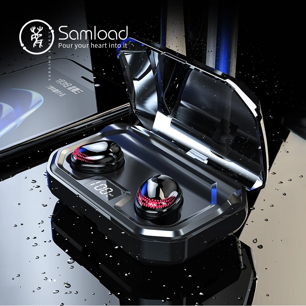 

Samload True Wireless Stereo Headphones Bluetooth 5.0 Earphone in ear Earbuds Touch Control with 3000mAh Charging box for iPhone