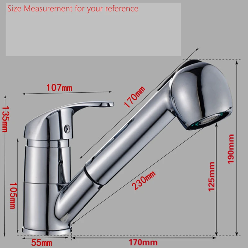 Kitchen Faucet with Pull Out Sprayer Cold and Hot Mixer Water Tap Faucet Kitchen Nice Helper with Single Handle (Chrome Plating Kitchen Faucet with Pull Out Sprayer Cold and Hot Mixer Water Tap Faucet Kitchen Nice Helper with Single Handle (Chrome Plating