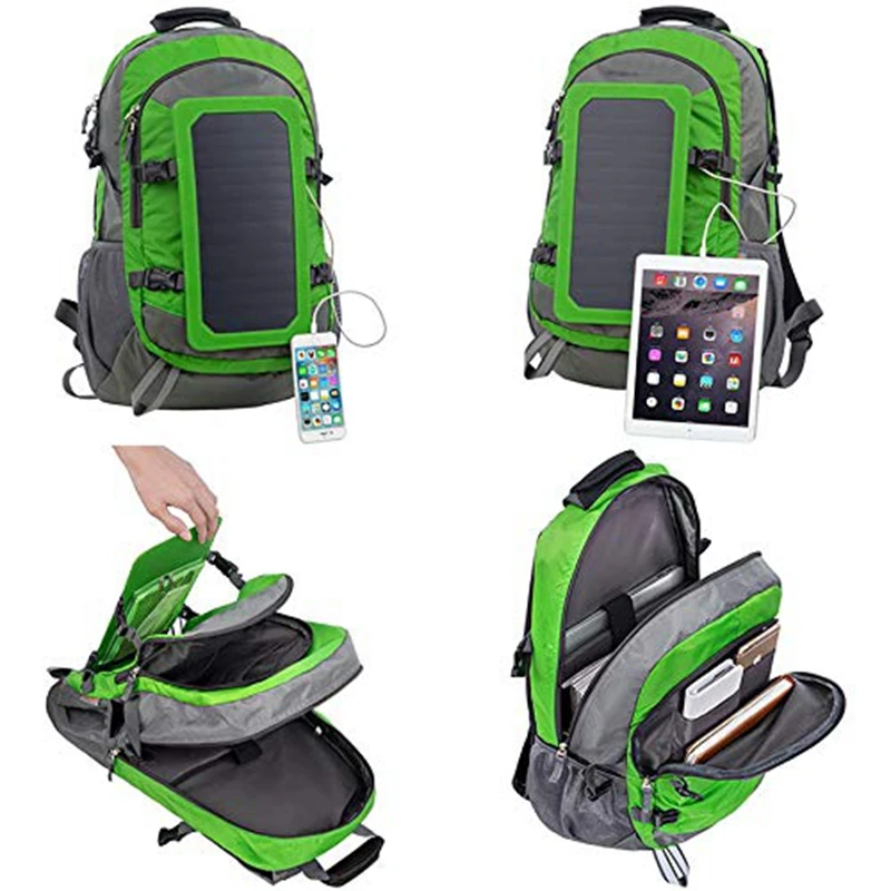 Solar Backpack With Removable Solar Panel Multifunctional Solar Bag For Travel Camping Hiking