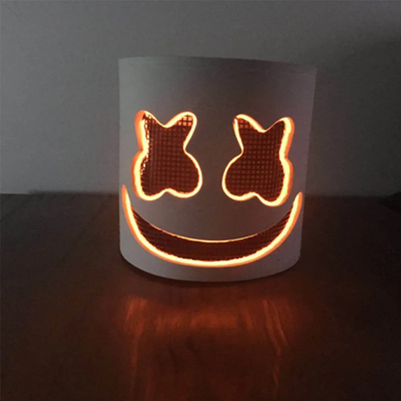 DIY тренд DJ шлем в форме маршмеллоу EVA провод светодиодный Косплей Marshmello Prop для Хэллоуина бара светится в темноте маски для косплея дропшиппинг - Цвет: 02