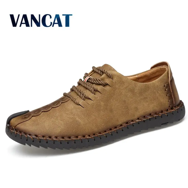 Мужские мокасины из спилка VANCAT черные повседневные лоферы на плоской подошве