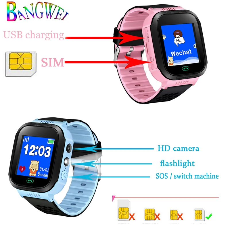 

2019 New Children Smart Watch Support SIM Card For Android Mobile Phone Sleep Monitoring LBS Positioning Tracking Digital Watch