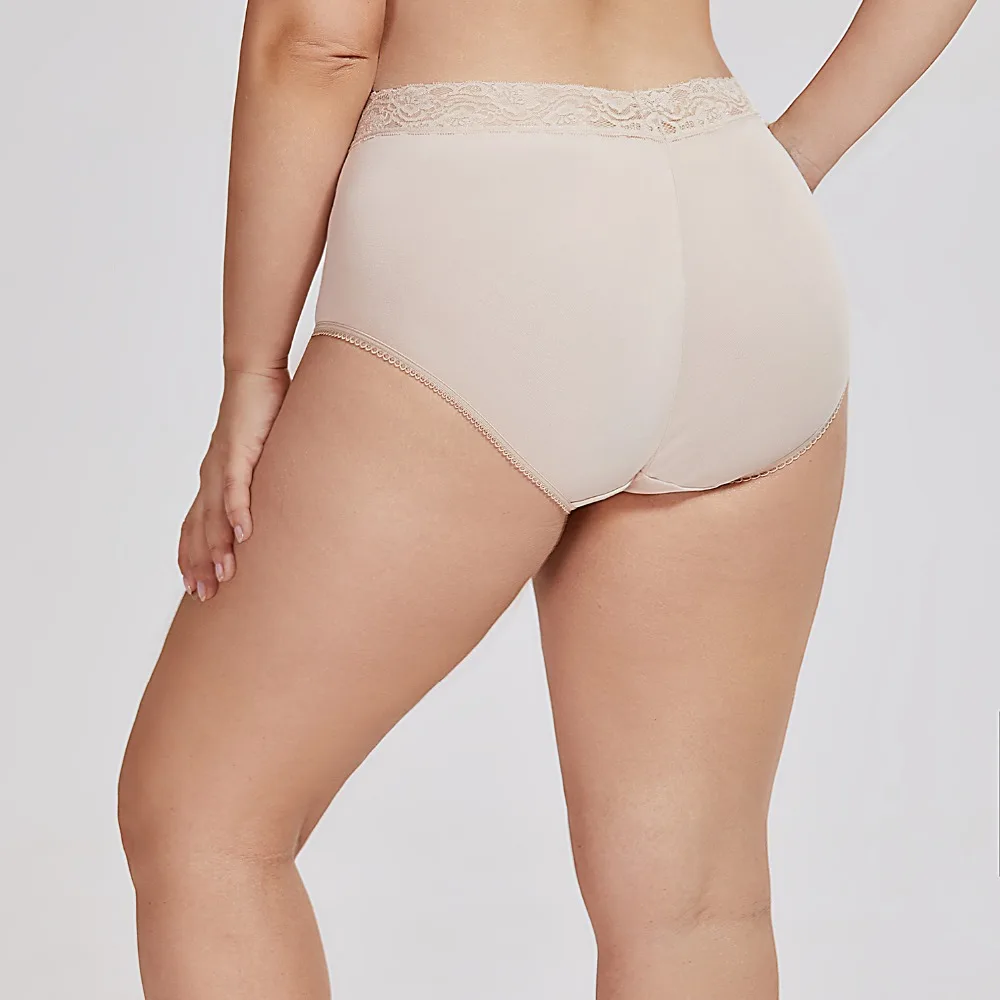 

Women's 2 Pack Cotton Sexy Hipster Floral Lace Panties Plus Size
