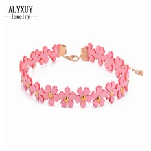 Новое модное ювелирное изделие, кожаное колье-чокер в виде цветка, разноцветный подарок для женщин и девочек, N1804