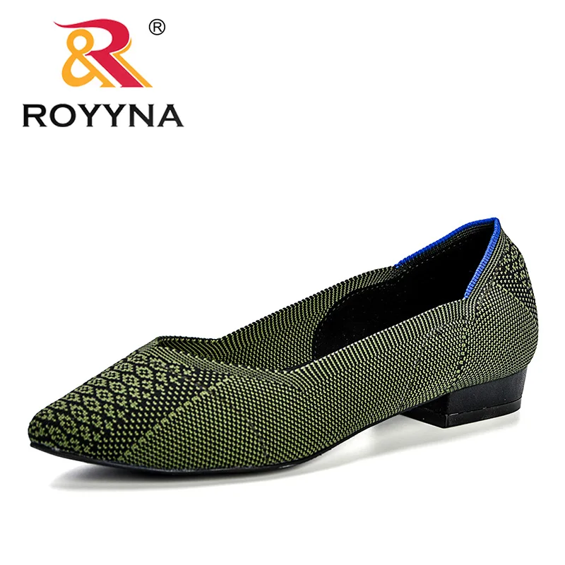 

ROYYNA New Fashion Design Style Women Pumps Fly-Knit Brogue Weave Carved Female Dress Shoes Breathable Comfortable Lady Shoes