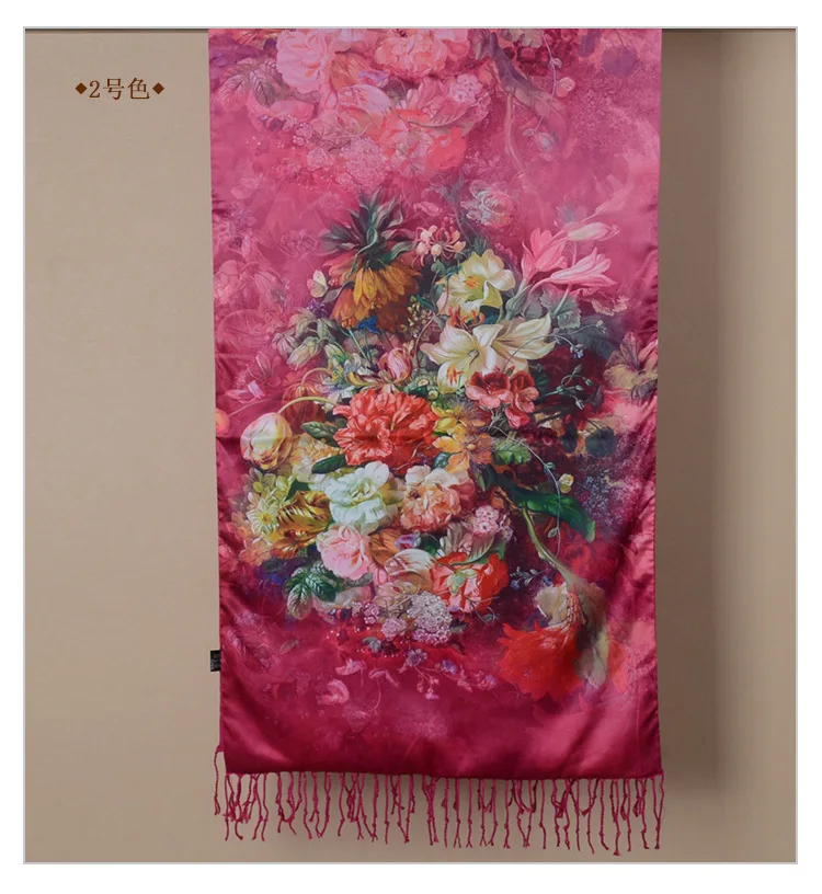 DANKEYISI модный дизайнерский длинный женский шарф с кисточками пашмины Обертывания с принтом натуральный шелк толстые осенние зимние шали из фуляра - Цвет: 02