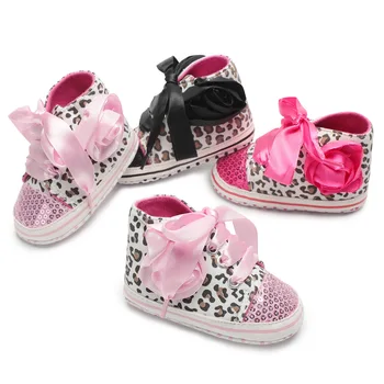 

Newborn Baby Girl Sequins Lace Up Shoes Classic Canvas Baby Girl Princess Sneakers for 0-18M