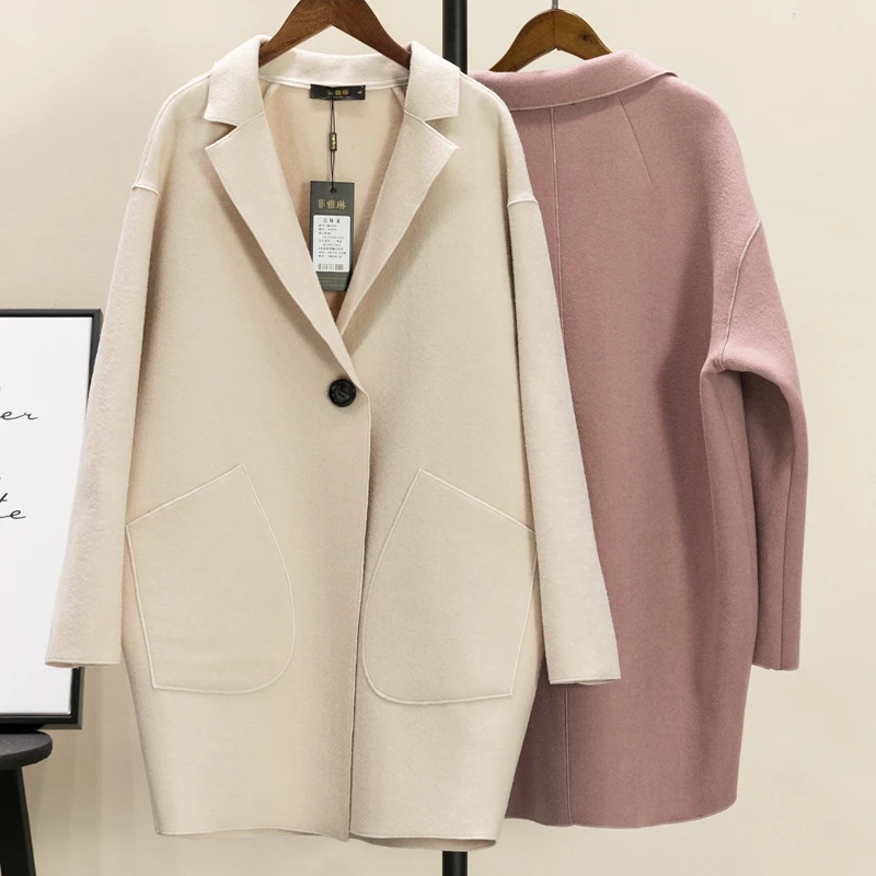 Двухстороннее кашемировое пальто, осеннее и зимнее женское тонкое пальто большого размера, тонкое шерстяное пальто и длинные секции JQ02