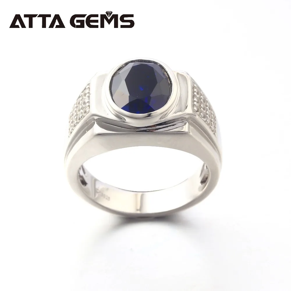 Мужское кольцо из стерлингового серебра с синим сапфиром, обручальное кольцо, 6 карат, сапфировое кольцо, подарки для бойфренда