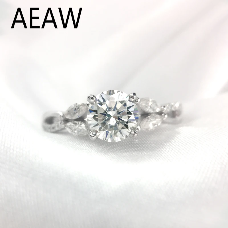 1 Carat ct 6.5mm D color Round Cut Engagement&Wedding Moissanite Diamond Ring Double Halo Ring