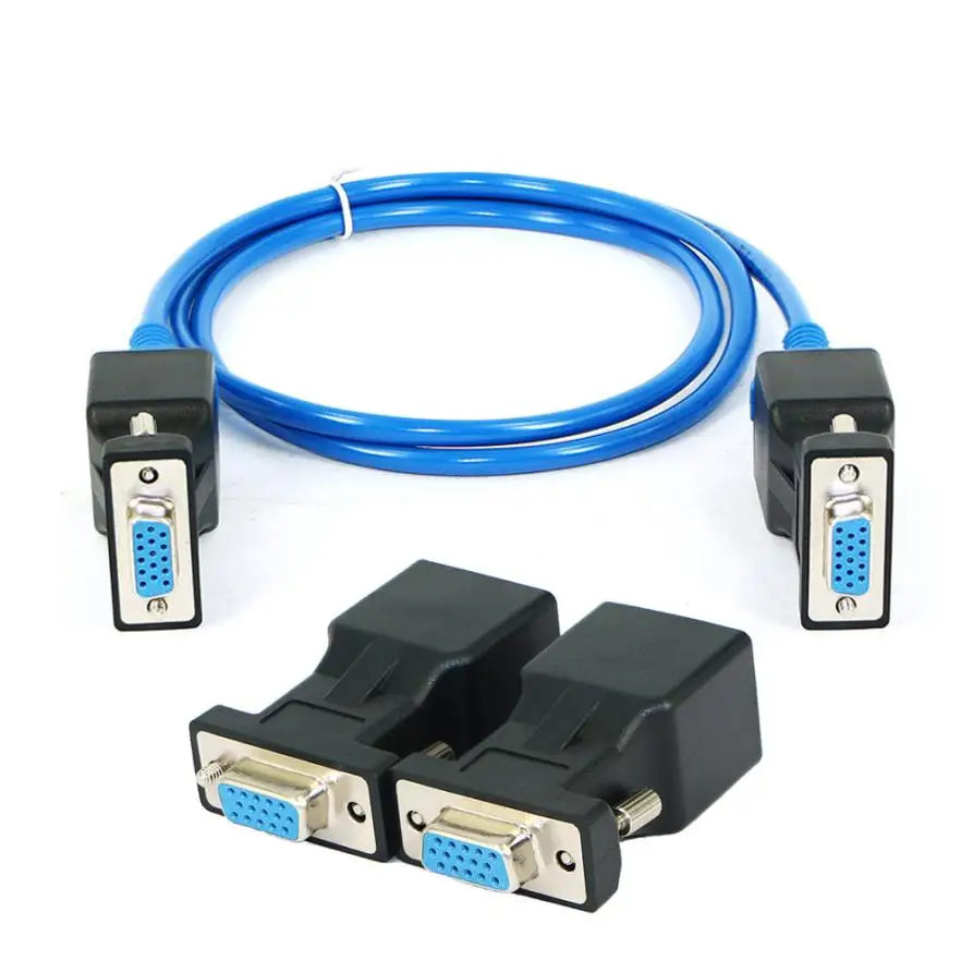 HIPERDEAL 1 пара VGA удлинитель Мужской Женский к LAN RJ45 CAT5 CAT6 20 м сетевой кабель адаптер