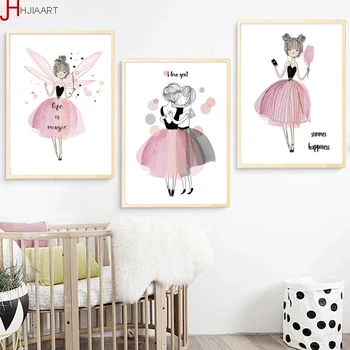 

Lovely Girl Canvas Painting Wall Art Posters And Prints Nordic Minimalism Wall Pictures Kids Girl Room Bedroom Decor