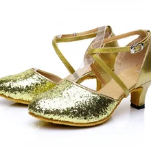 Женские латинский бальный танец золотого и серебряного цвета; обувь на каблуке 3,5/5,5 см; обувь для вечеринок; женская обувь для современных танцев; Samba; 617