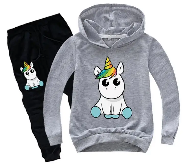 New Children's Set Children's Hoodies+ Pants 2 Pcs Tracksuit Boys And Girls Spring Autumn Unicorn Take Off Gesture Clothing Set - Цвет: style 6