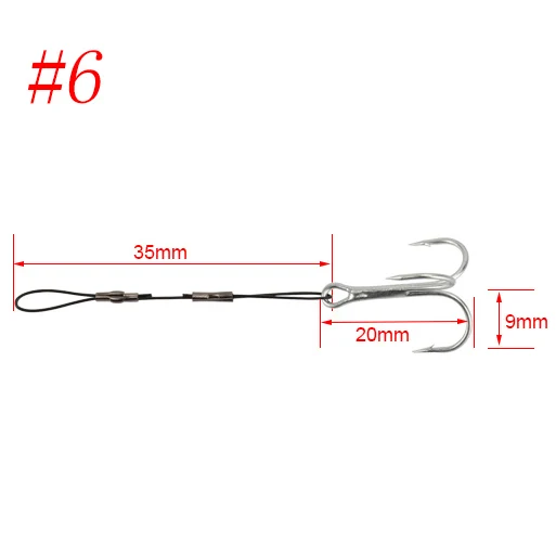 RoseWood Leaders с тройными крючками, рыболовные крючки, металлический крючок, Высокоуглеродистая сталь#6#1#1/0#2/0, вспомогательный крючок, рыболовный крючок - Цвет: 1pc