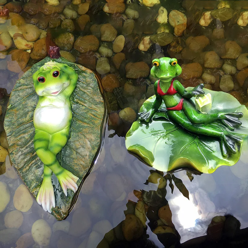 

Creative Resin Cute Floating Frogs Statue Outdoor Garden Pond Decorative Animal Sculpture For Home Desk Garden Decor Funny Gift