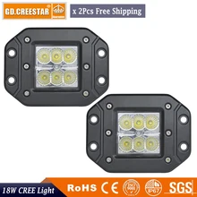 18 Watts Praça LED Trabalho Light Flush Mount 12 V 24 V IP67 1450Lm 6 Leds lâmpada Para Carros Levou nevoeiro Off Road TRUCK 4WD work lamp x2pcs