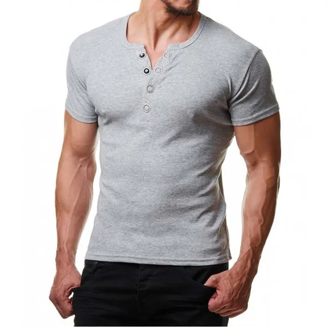 Men Stylish Slim Fit Skinny T Shirt V Neck Short Sleeve Solid Men Tee
