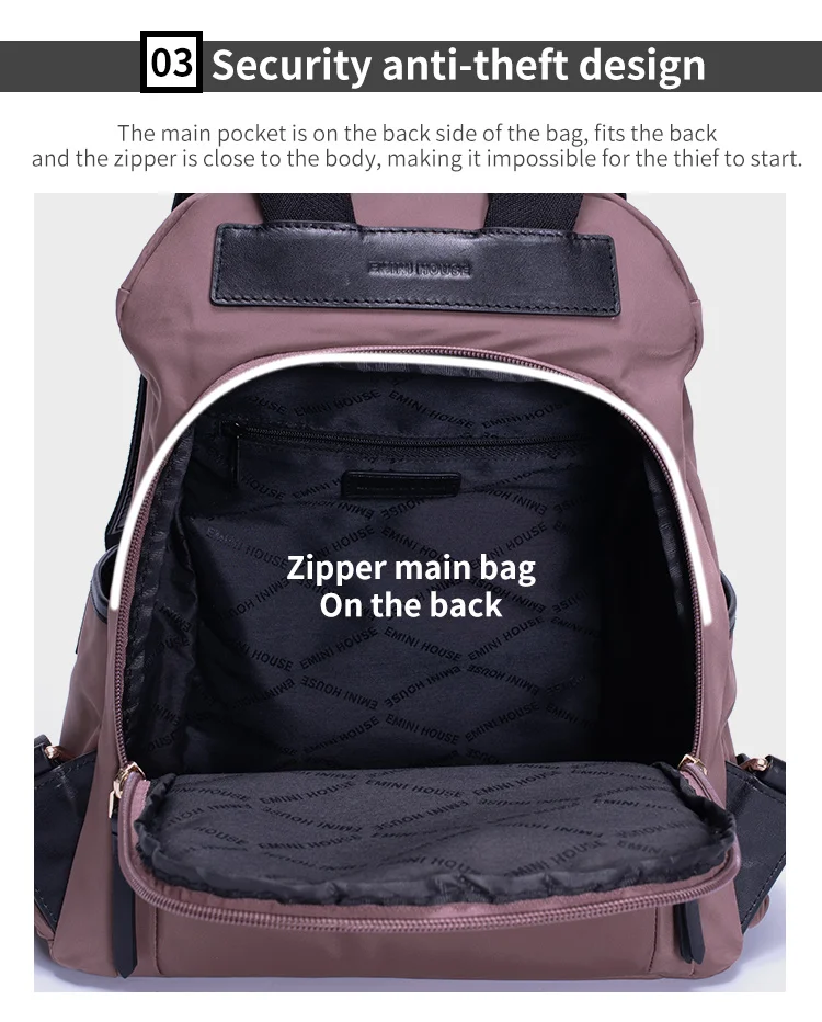 EMINI дом противоугонные рюкзаки для женщин Путешествия водонепроницаемый нейлон сумка рюкзак женский молния дизайн школьная сумка Back Pack