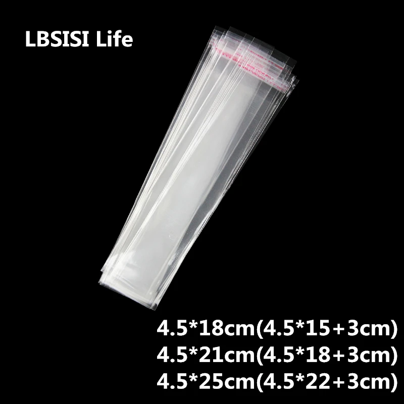 LBSISI Life 1000 шт. 4 5*18 21 25 см прозрачные длинные самоклеящиеся пакеты в виде ручки ОПП