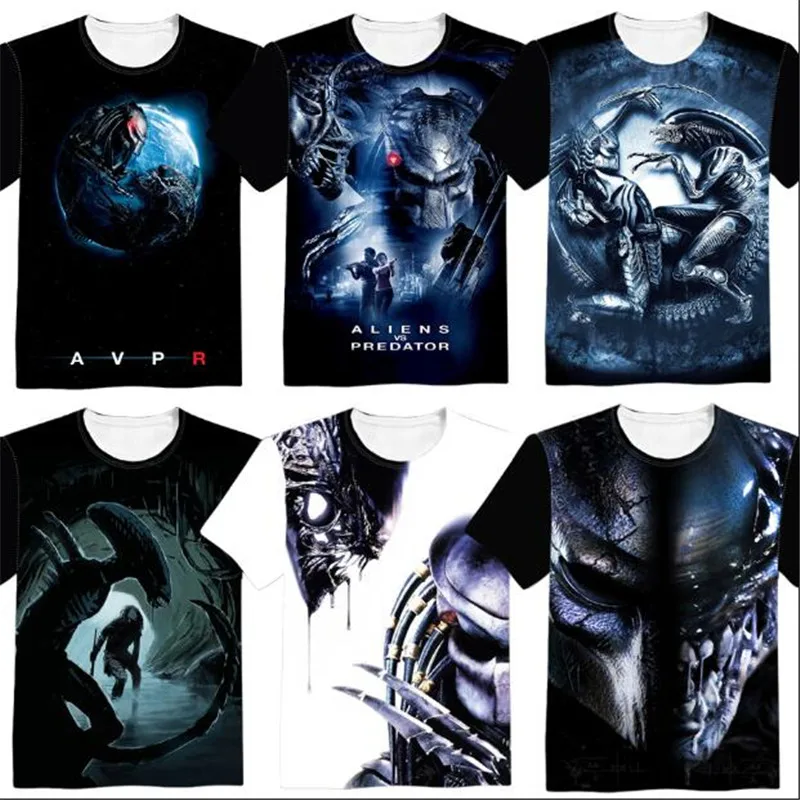 Модные женские и мужские футболки с коротким рукавом принтом в стиле AVPR Alien Vs Predator