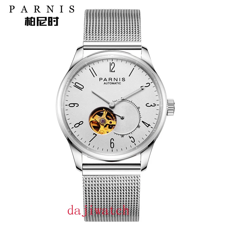 Parnis41mm Роскошные Мужские механические часы с черным циферблатом мужские часы с автоматическим подзаводом montreshommes